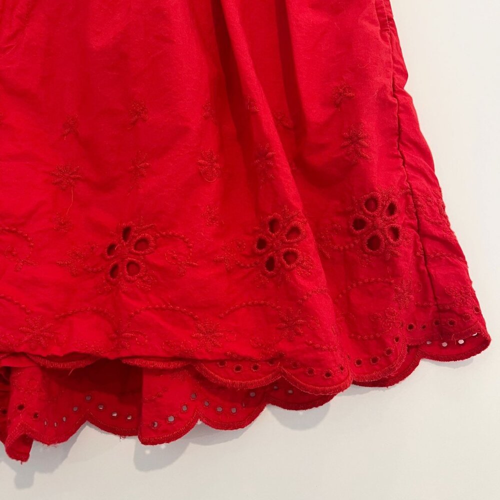 Free People How Sweet Shorts Red High Rise Pleated Eyelet Boho Festival MEDIUM - Picture 3 of 10